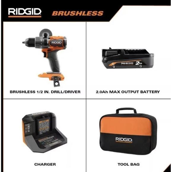 RIDGID 18V Brushless Cordless 1/2 in Drill/Driver Kit with 2.0Ah, R86115K - Picture 2 of 5